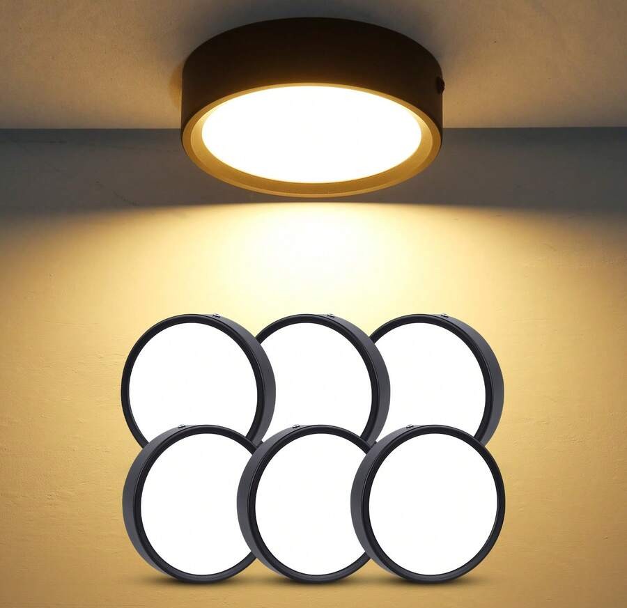 CANMEIJIA 1 件黑色铝制 LED 嵌入式吸顶灯,室内表面安装筒灯,聚光灯,AC185-265V,3 种色温模式(暖白、自然白、冷白),小巧尺寸,高输出,适用于卧室、客厅、厨房、浴室、购物中心