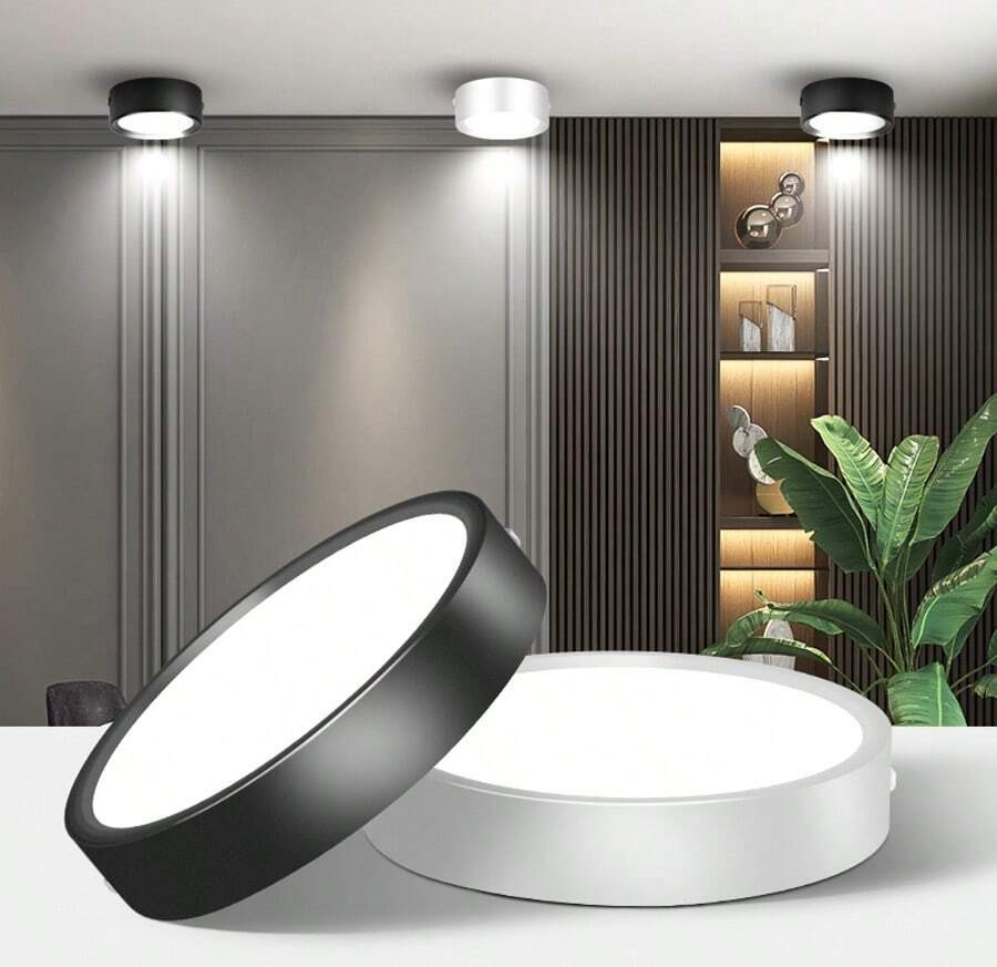 CANMEIJIA 1 件黑色铝制 LED 嵌入式吸顶灯,室内表面安装筒灯,聚光灯,AC185-265V,3 种色温模式(暖白、自然白、冷白),小巧尺寸,高输出,适用于卧室、客厅、厨房、浴室、购物中心