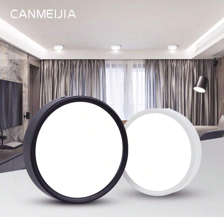 CANMEIJIA 1 件黑色铝制 LED 嵌入式吸顶灯,室内表面安装筒灯,聚光灯,AC185-265V,3 种色温模式(暖白、自然白、冷白),小巧尺寸,高输出,适用于卧室、客厅、厨房、浴室、购物中心