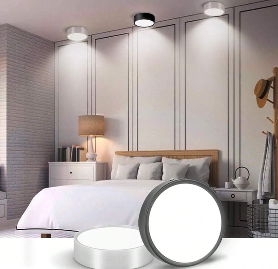 CANMEIJIA 1 件黑色铝制 LED 嵌入式吸顶灯,室内表面安装筒灯,聚光灯,AC185-265V,3 种色温模式(暖白、自然白、冷白),小巧尺寸,高输出,适用于卧室、客厅、厨房、浴室、购物中心