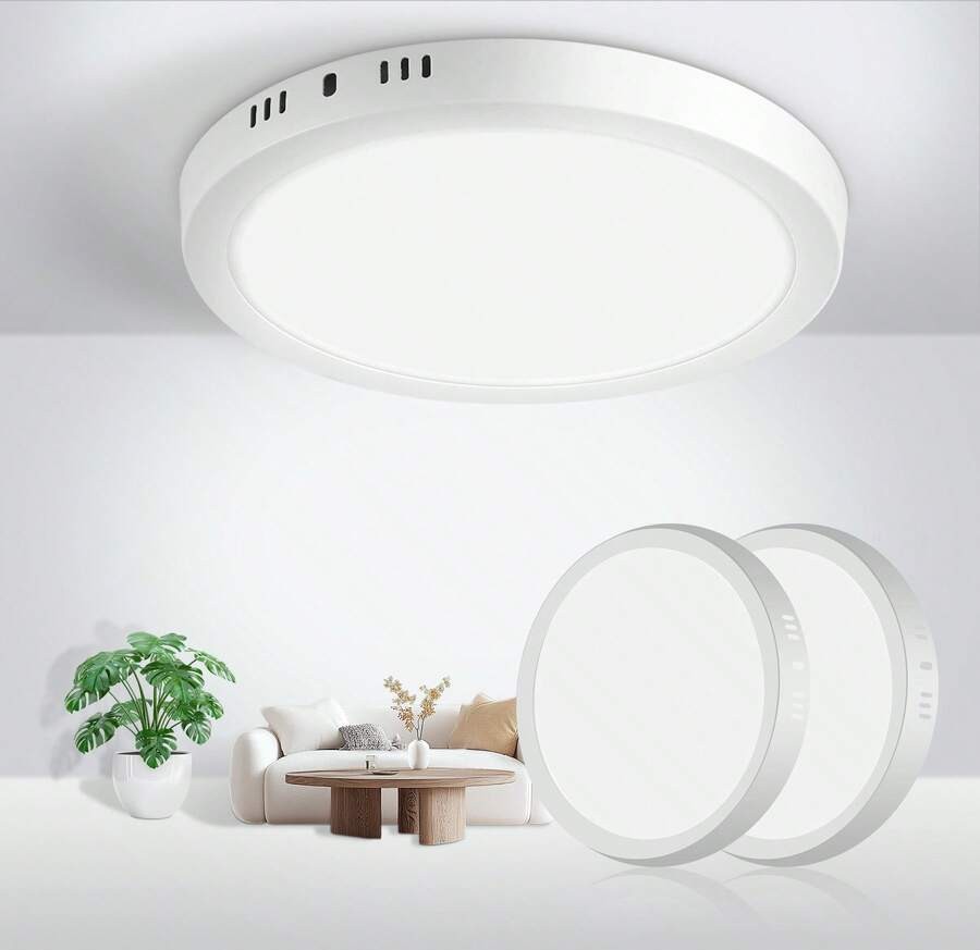 CANMEIJIA 1 件明亮高显示 LED 吸顶灯，现代风格白色吸顶灯，110V 220V LED 房间灯，强电安装，卧室装饰灯，适用于客厅、厨房、餐厅、走廊、商场