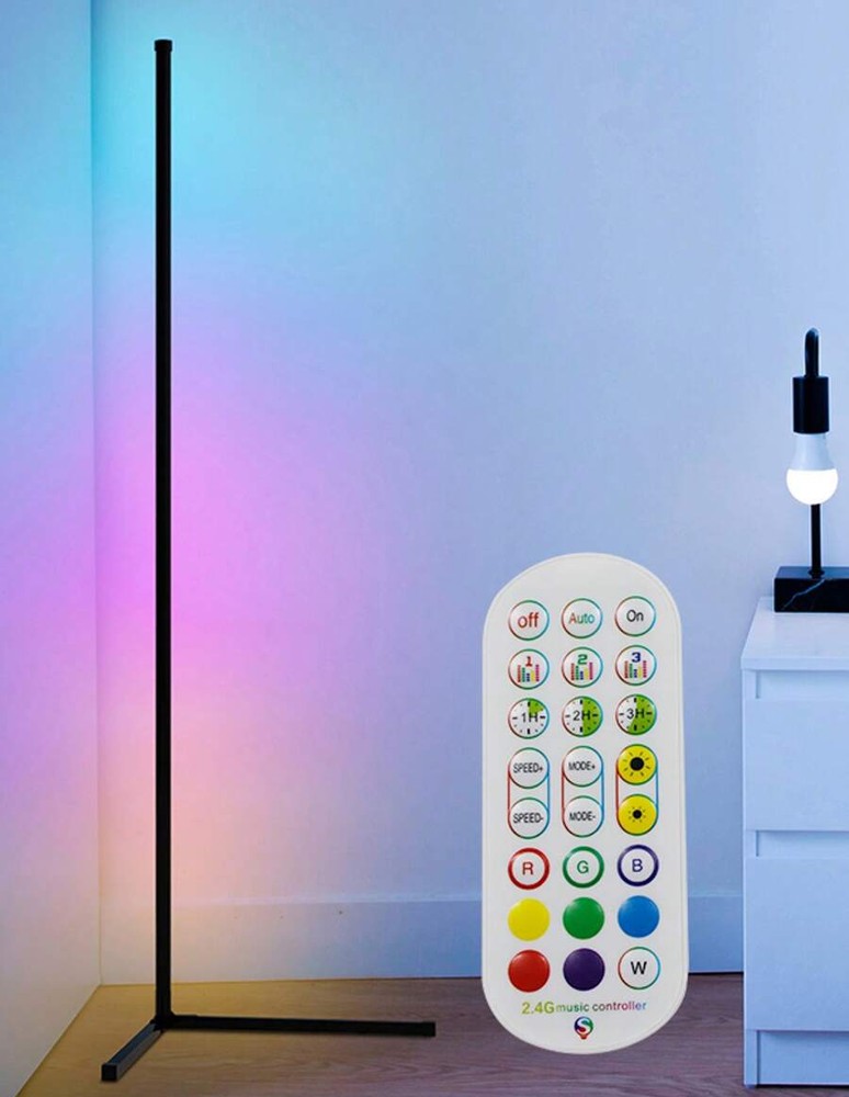 转角落地灯 智能 RGB-IC LED 转角灯,配备应用程序和遥控器,1600 万种颜色和 68 种以上场景,音乐同步,定时器设置 - 非常适合客厅、卧室和游戏室