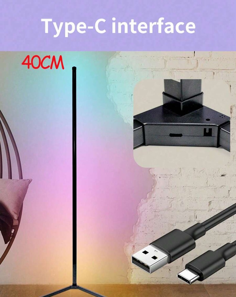 转角落地灯 智能 RGB-IC LED 转角灯,配备应用程序和遥控器,1600 万种颜色和 68 种以上场景,音乐同步,定时器设置 - 非常适合客厅、卧室和游戏室