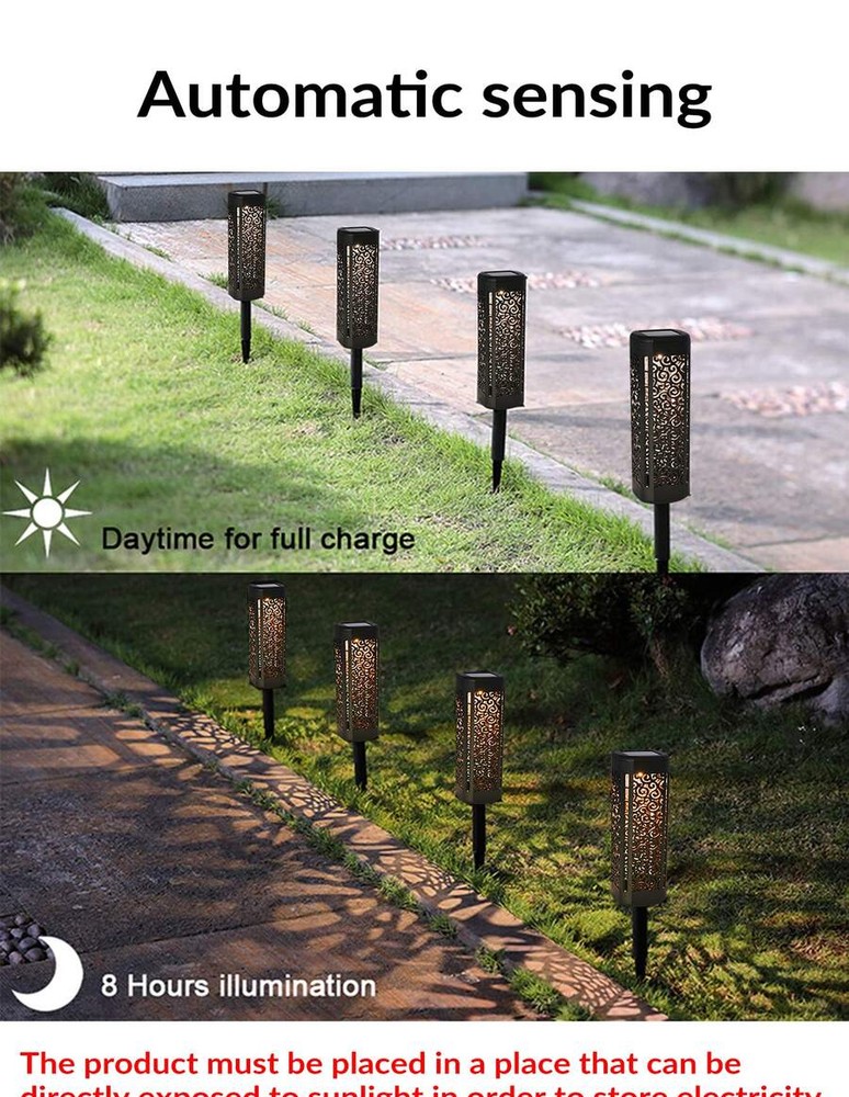 1入組太陽花園落地燈,鏤空方形太陽能草坪燈,戶外花園宮殿燈