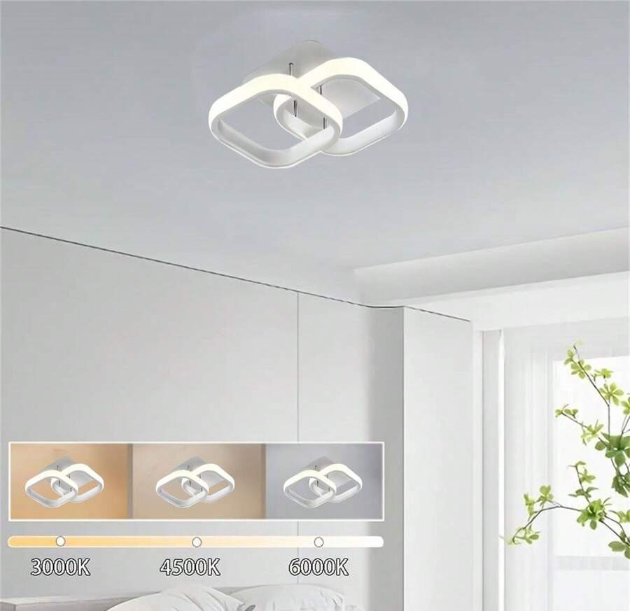 1 件 LED 吸顶灯,可调色温 (3000K-6000K),半嵌入式安装,简约设计,适用于客厅、咖啡厅、走廊、卧室、厨房,时尚吸顶灯,塑料灯罩,LED 天花板灯