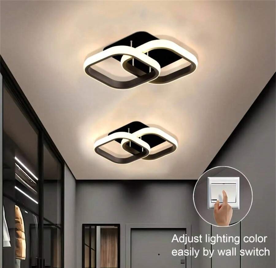 1 件 LED 吸顶灯,可调色温 (3000K-6000K),半嵌入式安装,简约设计,适用于客厅、咖啡厅、走廊、卧室、厨房,时尚吸顶灯,塑料灯罩,LED 天花板灯