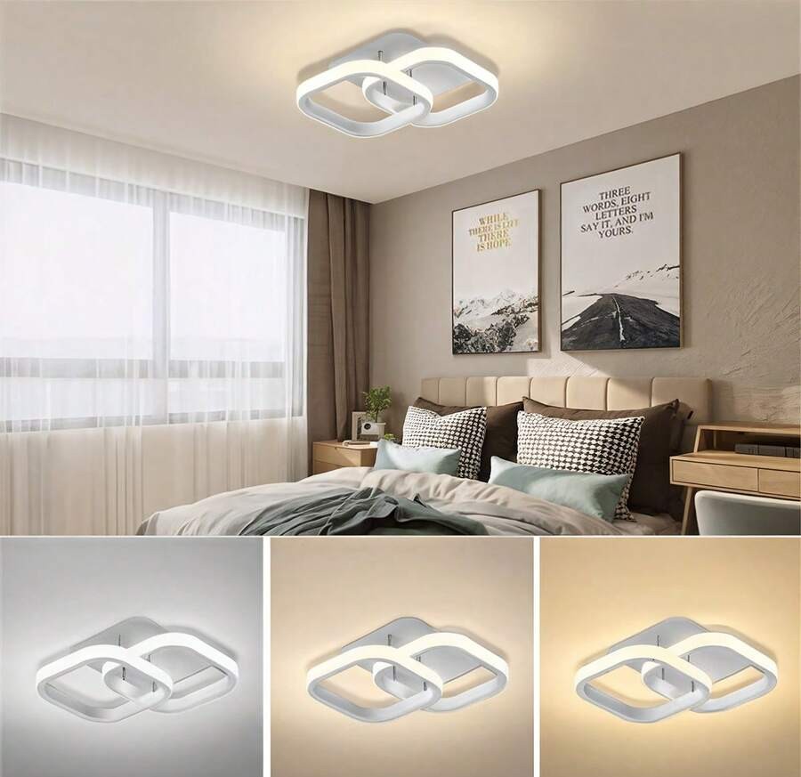 1 件 LED 吸顶灯,可调色温 (3000K-6000K),半嵌入式安装,简约设计,适用于客厅、咖啡厅、走廊、卧室、厨房,时尚吸顶灯,塑料灯罩,LED 天花板灯