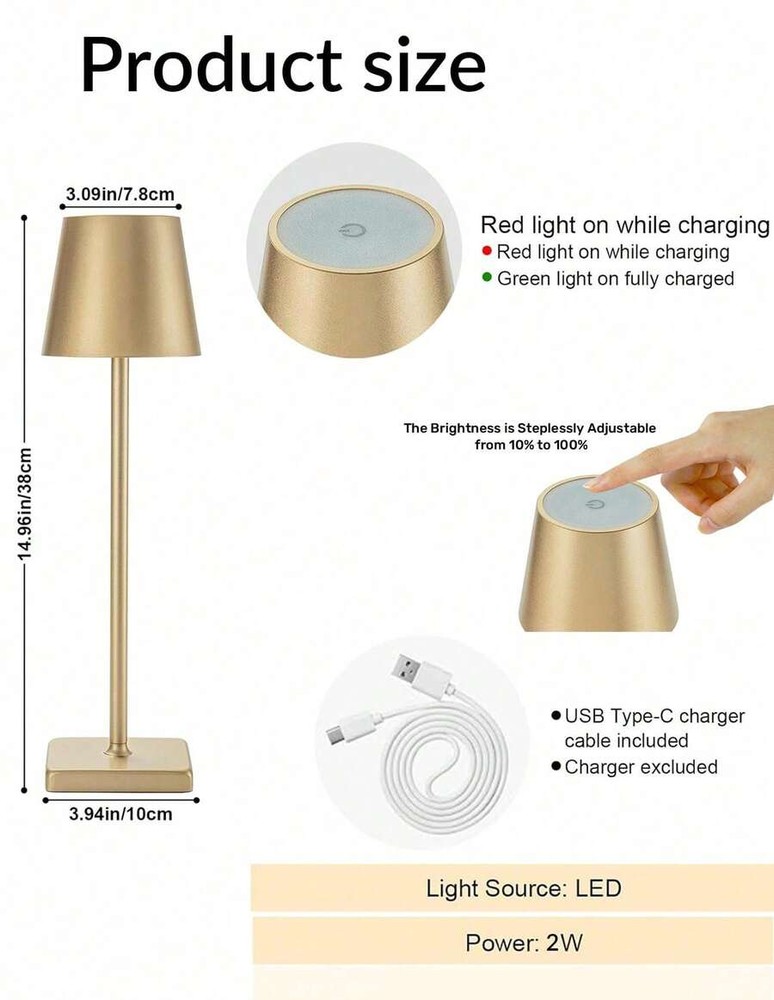 1 件简约 LED 台灯,3 种色温和可调光亮度,Type-C 充电,触摸控制,适用于卧室、办公室、露营、家居装饰、客厅、咖啡店、餐厅、酒吧