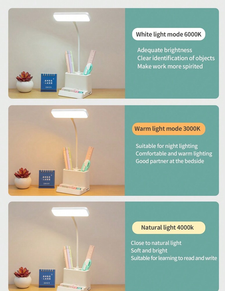 1 件装多功能 LED 台灯、手机座、笔筒、学生宿舍护眼阅读灯、台灯