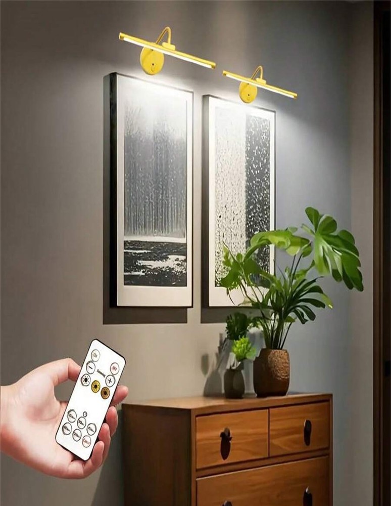 1件可調光充電式壁燈,附遙控器、定時與記憶功能,3色溫,LED顯示,適用於飛鏢盤、相框、藝廊等 (1800mAh)
