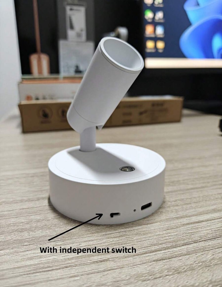 1個無線三色可調光壁燈(附開關)ABS材質 USB充電式 內建大容量電池 觸控定時 遙控控制 聚光壁燈 洗牆燈 繪畫燈 床頭夜燈 樹燈 閱讀燈 辦公護眼燈 適用於客廳臥室廚房照明
