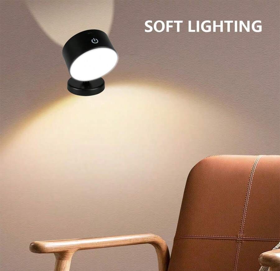 可充电双灯 LED 壁灯 - 360° 可旋转、可调光，带 USB 端口和磁性支架，适用于阅读和家居装饰、电池供电、小夜灯、家用照明