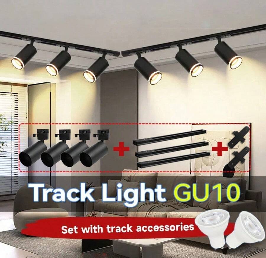(套装)3个/4个/6个LED吸顶灯 GU10吊灯,可更换灯泡 110V-220V轨道灯,嵌入式射灯,适用于家居装饰卧室吊灯壁灯