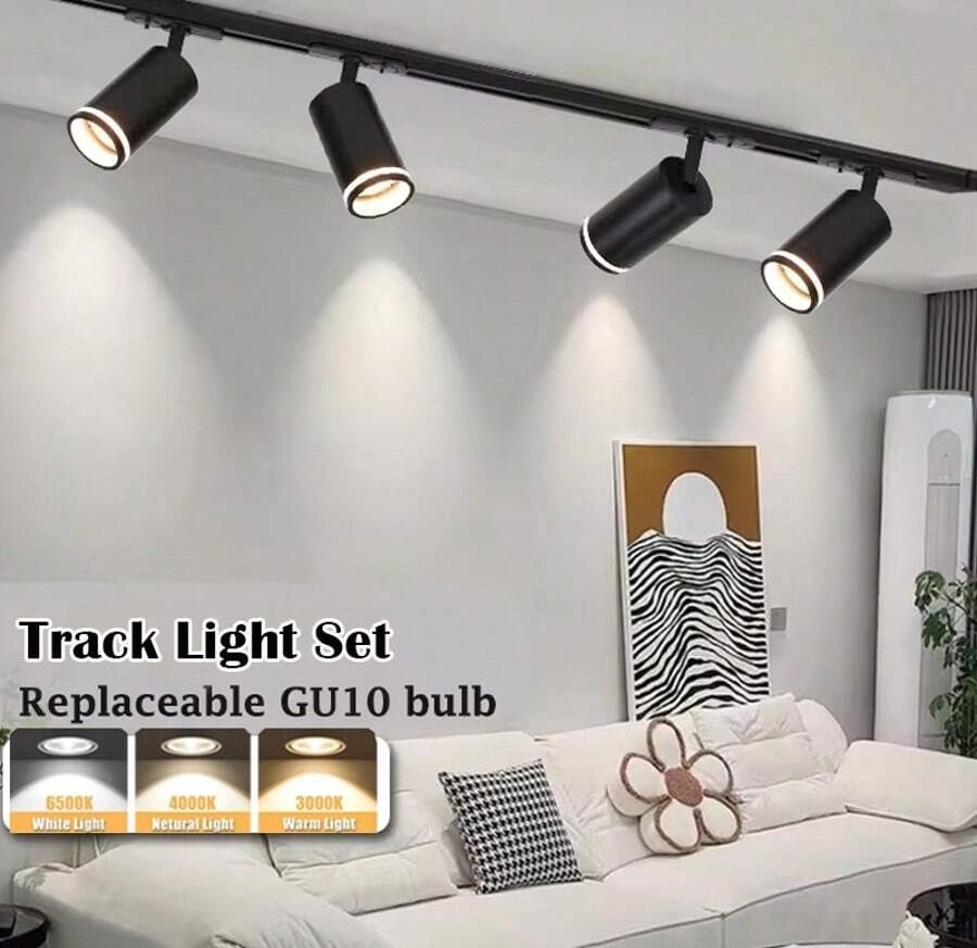 (套装)3个/4个/6个LED吸顶灯 GU10吊灯,可更换灯泡 110V-220V轨道灯,嵌入式射灯,适用于家居装饰卧室吊灯壁灯