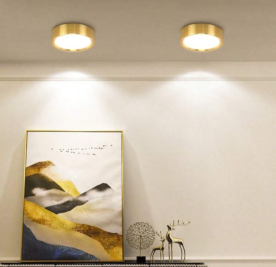 1 件金色嵌入式筒灯，现代 LED 吸顶灯，客厅/卧室吸顶灯，金色圆形 LED 面板灯，5W/10W/15W/25W，冷白/中性白/暖白，AC185-265V，易于安装，适用于卧室、客厅、厨房、走廊、楼梯、地下室、车库、酒吧、商场、书房、陈列室