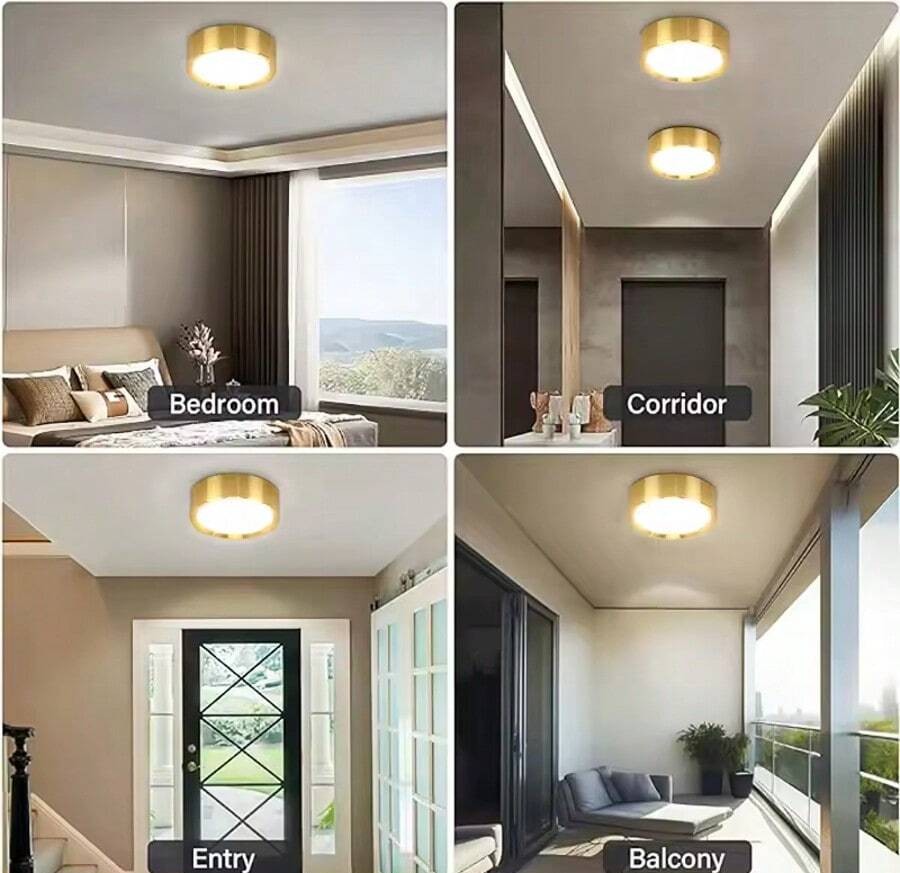 1 件金色嵌入式筒灯，现代 LED 吸顶灯，客厅/卧室吸顶灯，金色圆形 LED 面板灯，5W/10W/15W/25W，冷白/中性白/暖白，AC185-265V，易于安装，适用于卧室、客厅、厨房、走廊、楼梯、地下室、车库、酒吧、商场、书房、陈列室