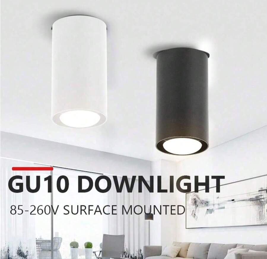 GU10嵌入式吸顶灯,单头直管铝制筒灯,复古风格,适用于展厅/阅览室/餐厅/酒吧/卧室/咖啡厅/餐厅/服装店/客厅,带/不带灯泡,易于安装,硬接线