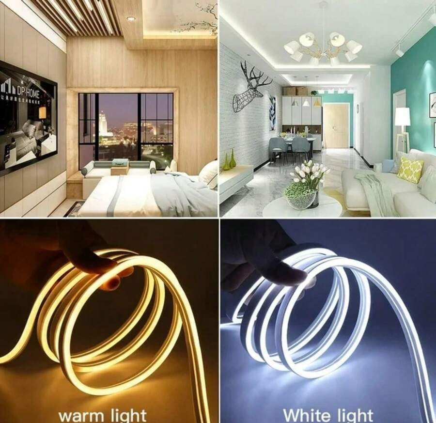 1 个 USB LED 灯带户外霓虹灯带,IP67 防水,暖白至冷白可弯曲 LED 灯带,3000K-6500K 可调光柔性霓虹灯绳,适用于屋檐、凉亭、万圣节装饰、派对装饰、婚礼装饰、室内外装饰