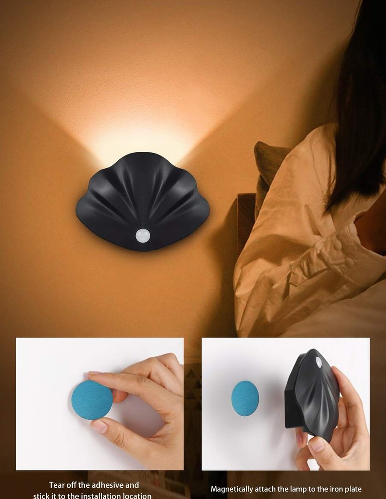 1入組LED運動感應夜燈帶USB可充電電池,三色牆水洗燈條帶磁扣適用於燈光在臥室,門廳,門廊