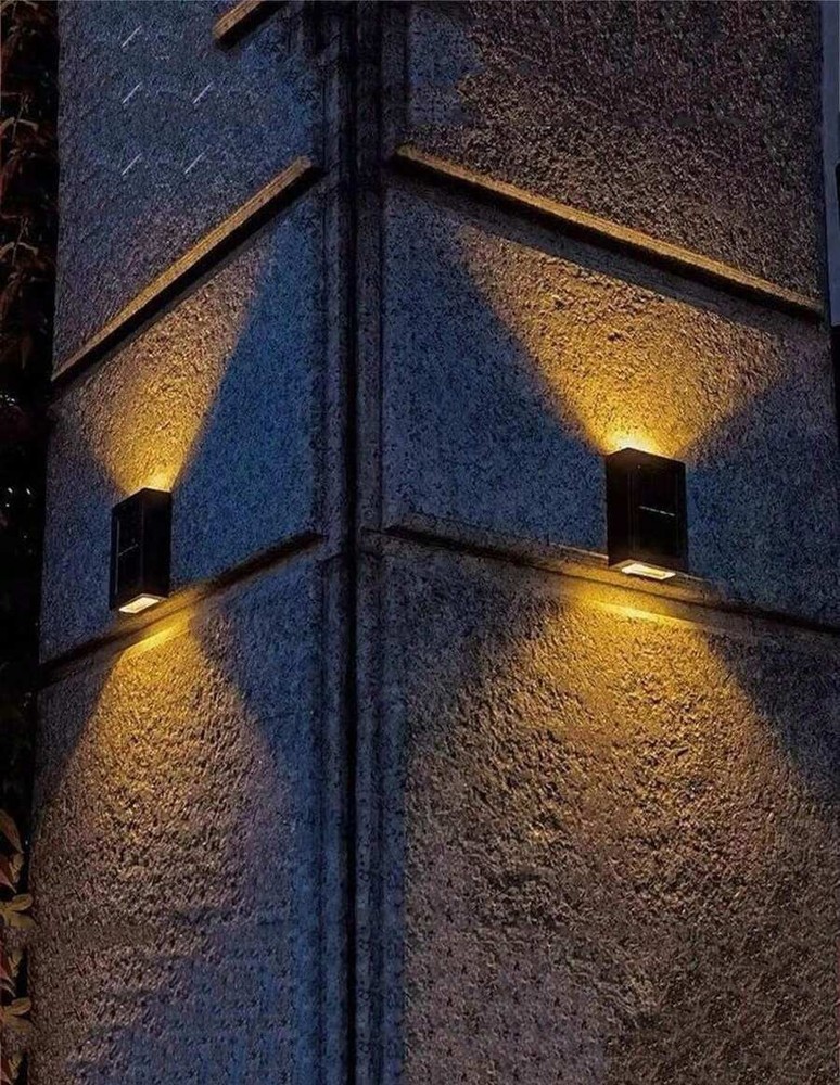 1-6 件太阳能壁灯,户外花园太阳能 LED 灯,庭院花园墙壁装饰壁灯,双头防水塑料壁灯,适用于户外照明、街道照明、家庭阳台门廊草坪装饰