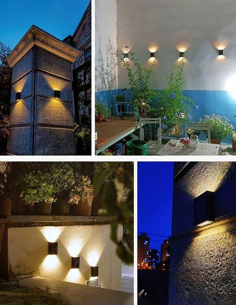 1-6 件太阳能壁灯,户外花园太阳能 LED 灯,庭院花园墙壁装饰壁灯,双头防水塑料壁灯,适用于户外照明、街道照明、家庭阳台门廊草坪装饰