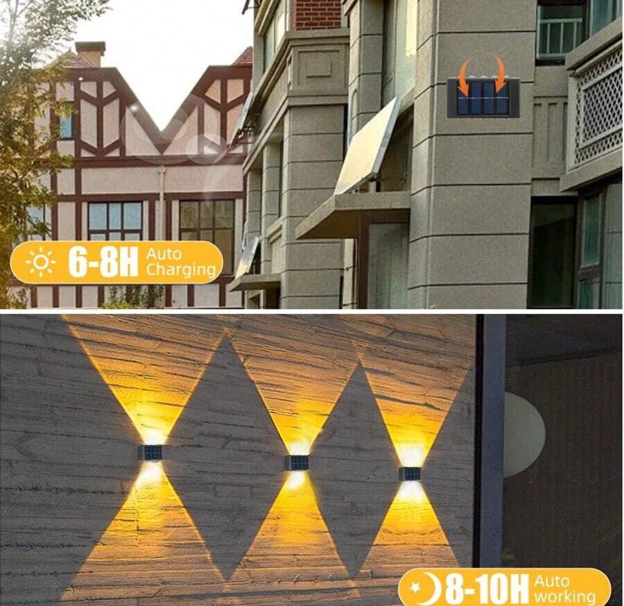 1/2 件 10 LED 太阳能壁灯,暖光/白光镍氢电池安全照明夜灯,带光传感器,户外花园装饰氛围灯,花园路灯,户外走廊灯和室内台灯,圣诞装饰,万圣节装饰,返校礼物