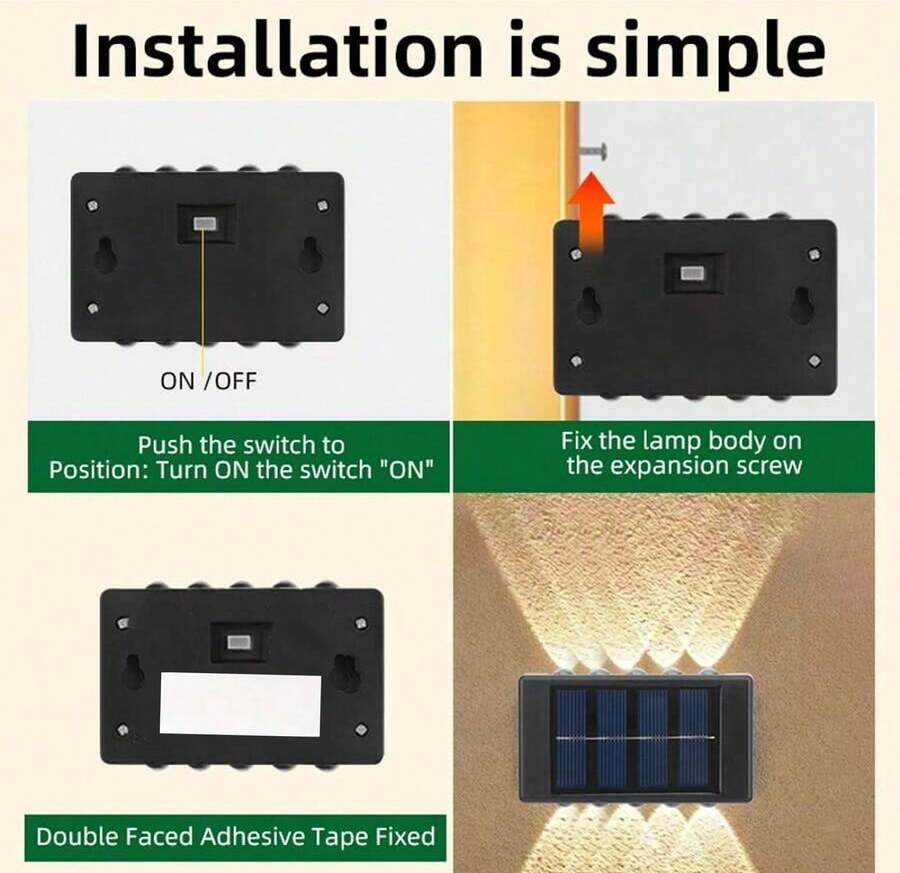 1/2 件 10 LED 太阳能壁灯,暖光/白光镍氢电池安全照明夜灯,带光传感器,户外花园装饰氛围灯,花园路灯,户外走廊灯和室内台灯,圣诞装饰,万圣节装饰,返校礼物