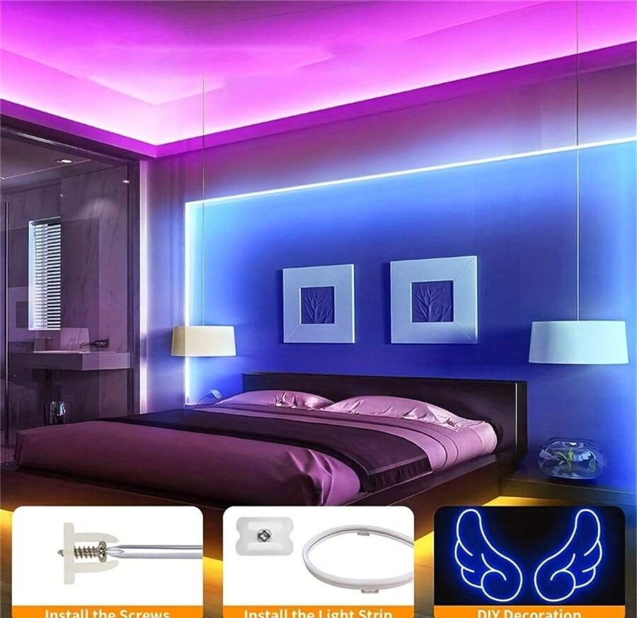 鮮豔 RGB LED 霓虹燈條 - 44 鍵遙控器、可彎曲、USB 供電、可變色氛圍燈,適用於臥室與戶外裝飾,安裝簡單、節能耐用,房間裝飾用品、家居裝飾品、臥室裝飾、生日
