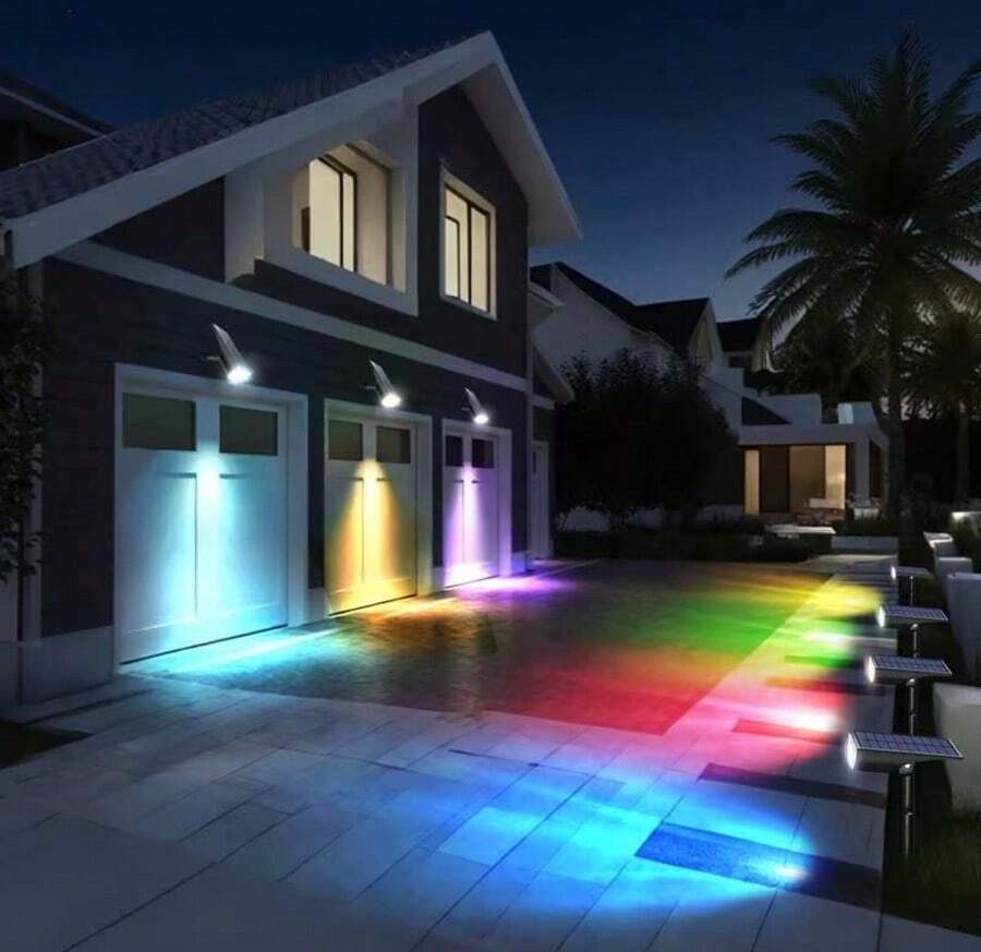 1/2件組太陽能戶外燈,附光感器,10 LED 白光/暖光/彩色光,嵌入式小徑草坪燈,多功能可拆卸壁燈,3種照明模式,戶外花園裝飾太陽能園藝燈,內建可充電電池太陽能板充電,適合庭院、小徑、花園、露營、露台