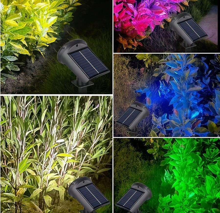 1/2件組太陽能戶外燈,附光感器,10 LED 白光/暖光/彩色光,嵌入式小徑草坪燈,多功能可拆卸壁燈,3種照明模式,戶外花園裝飾太陽能園藝燈,內建可充電電池太陽能板充電,適合庭院、小徑、花園、露營、露台