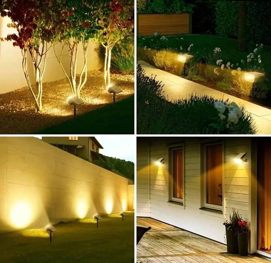 1/2件組太陽能戶外燈,附光感器,10 LED 白光/暖光/彩色光,嵌入式小徑草坪燈,多功能可拆卸壁燈,3種照明模式,戶外花園裝飾太陽能園藝燈,內建可充電電池太陽能板充電,適合庭院、小徑、花園、露營、露台