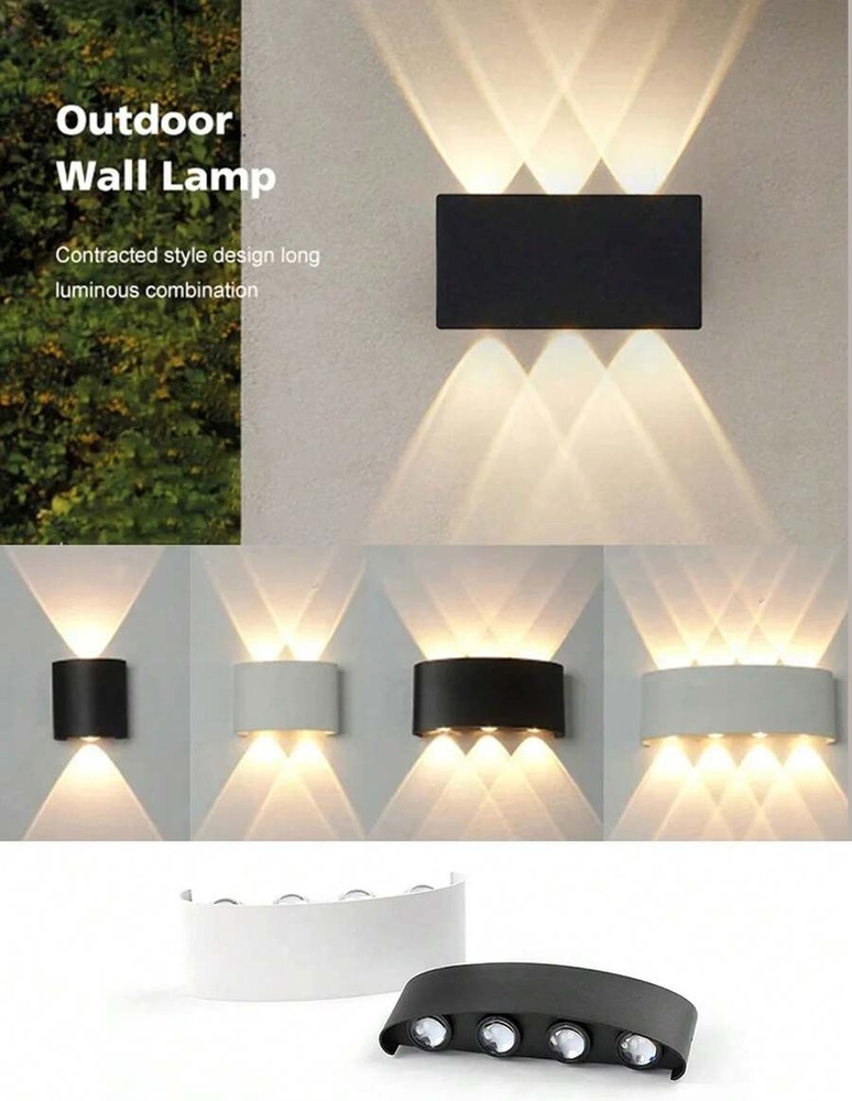 1 件宽电压 85V-265V LED 6 灯暖白椭圆双面壁灯,户外洗墙灯,背景墙过道装饰灯,适用于花园围栏和小路装饰