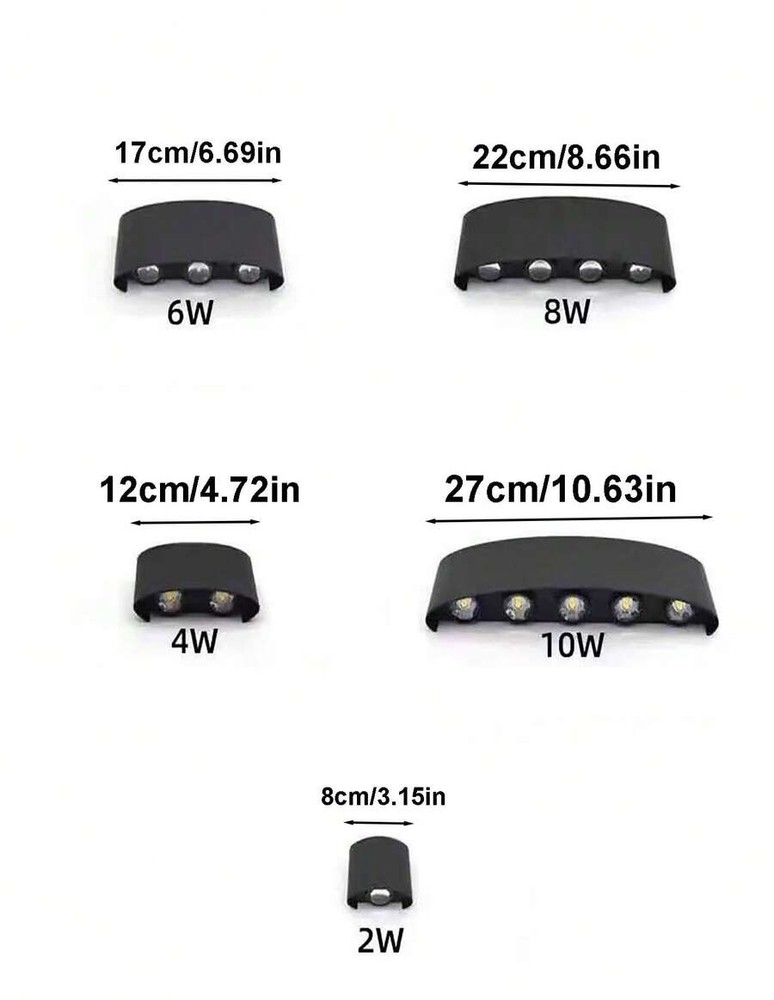 1 件宽电压 85V-265V LED 6 灯暖白椭圆双面壁灯,户外洗墙灯,背景墙过道装饰灯,适用于花园围栏和小路装饰