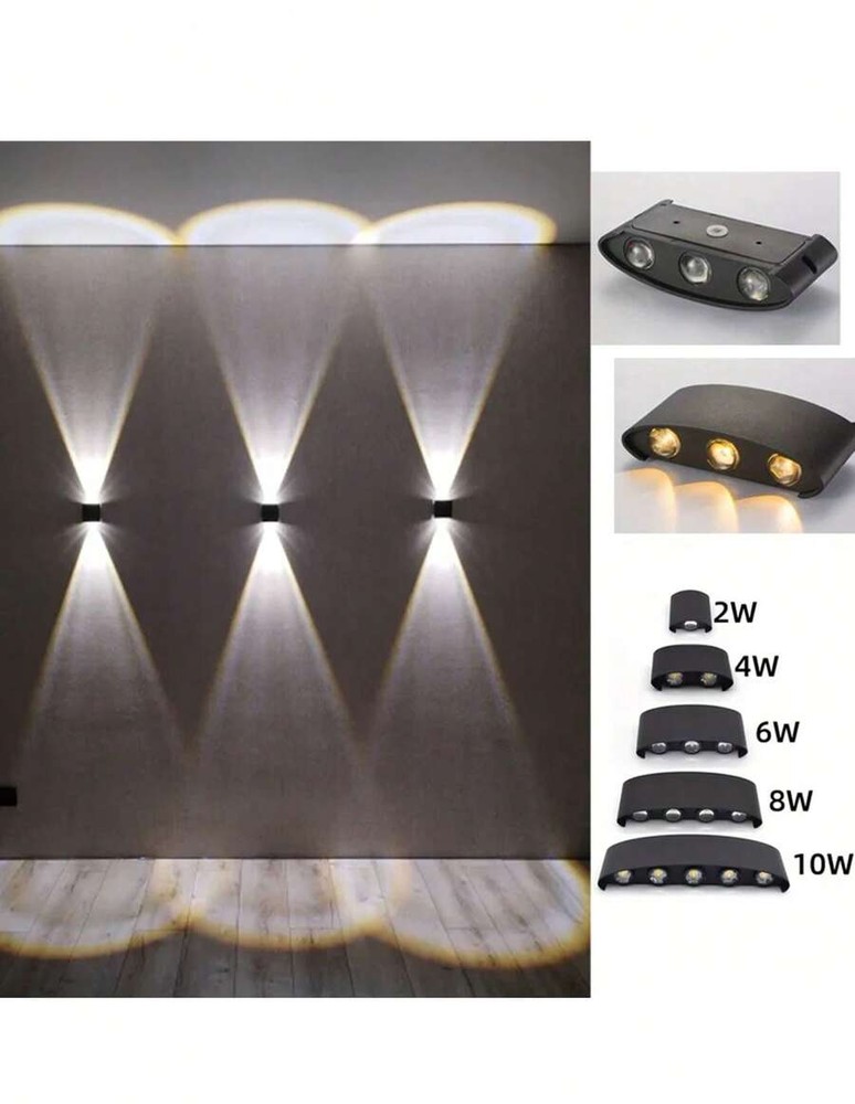 1 件宽电压 85V-265V LED 6 灯暖白椭圆双面壁灯,户外洗墙灯,背景墙过道装饰灯,适用于花园围栏和小路装饰