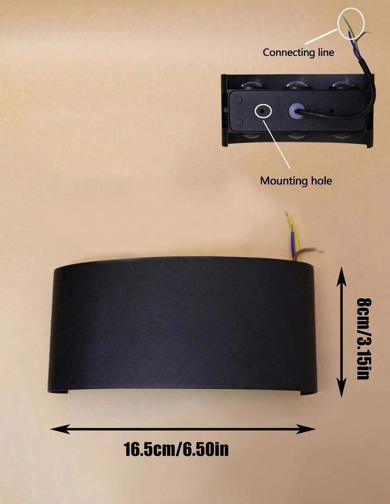 1 件宽电压 85V-265V LED 6 灯暖白椭圆双面壁灯,户外洗墙灯,背景墙过道装饰灯,适用于花园围栏和小路装饰