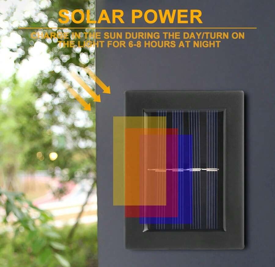 2件組太陽能壁燈，多LED雙排燈，暖光閃爍燈，裝飾氛圍燈，花園街道燈，戶外走廊燈與桌燈