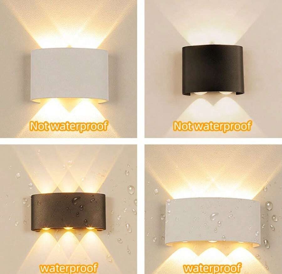 CANMEIJIA 2 件黑色/白色扇形壁灯,2W/4W/6W/8W/10W,LED 户外壁灯,IP65 防水,AC110-265V,简约室内壁灯灯具,适用于户外露台/楼梯/街道/室内/花园/客厅/浴室/厨房/卧室/走廊