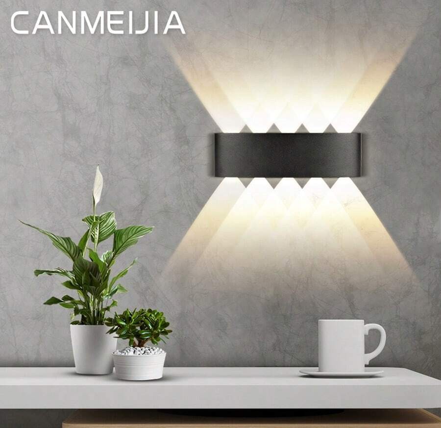 CANMEIJIA 2 件黑色/白色扇形壁灯,2W/4W/6W/8W/10W,LED 户外壁灯,IP65 防水,AC110-265V,简约室内壁灯灯具,适用于户外露台/楼梯/街道/室内/花园/客厅/浴室/厨房/卧室/走廊