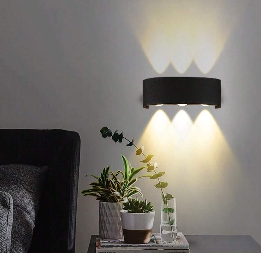CANMEIJIA 2 件黑色/白色扇形壁灯,2W/4W/6W/8W/10W,LED 户外壁灯,IP65 防水,AC110-265V,简约室内壁灯灯具,适用于户外露台/楼梯/街道/室内/花园/客厅/浴室/厨房/卧室/走廊