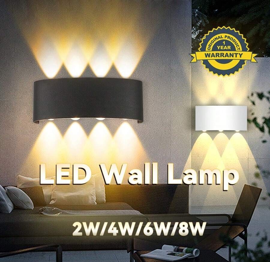 CANMEIJIA 2 件黑色/白色扇形壁灯,2W/4W/6W/8W/10W,LED 户外壁灯,IP65 防水,AC110-265V,简约室内壁灯灯具,适用于户外露台/楼梯/街道/室内/花园/客厅/浴室/厨房/卧室/走廊