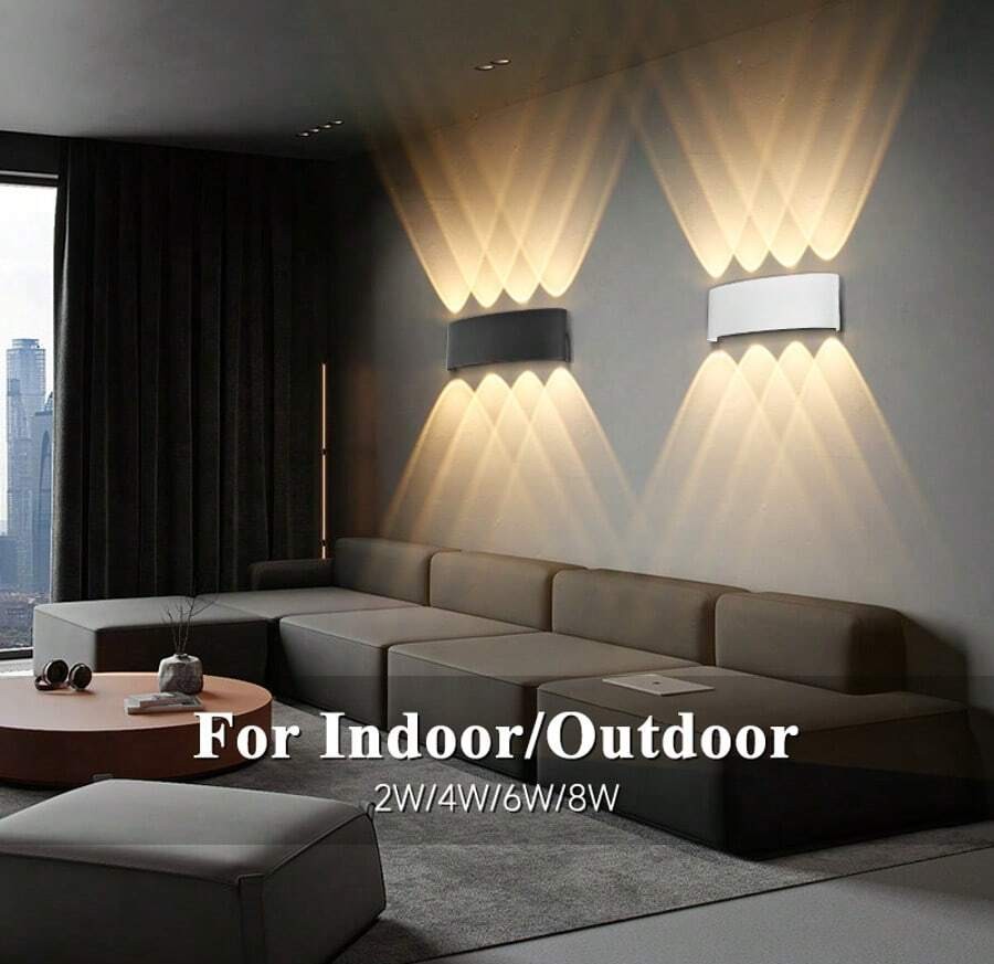 CANMEIJIA 2 件黑色/白色扇形壁灯,2W/4W/6W/8W/10W,LED 户外壁灯,IP65 防水,AC110-265V,简约室内壁灯灯具,适用于户外露台/楼梯/街道/室内/花园/客厅/浴室/厨房/卧室/走廊