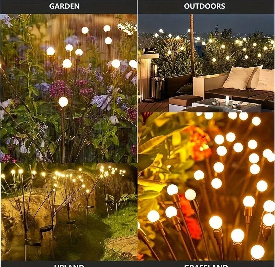 6/8 LED 太阳能户外装饰萤火虫地桩灯,太阳能 LED 花园灯,具有迷人的摆动动作,适用于圣诞节、庭院、花坛、露台、草坪、节日装饰