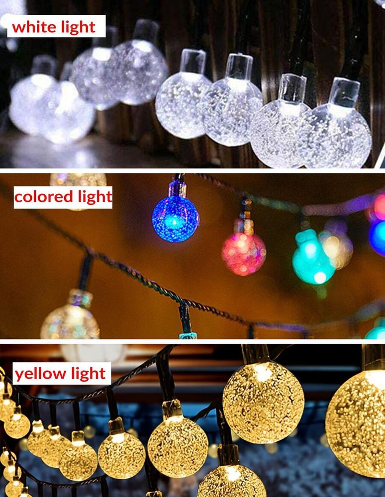 1入組20/30/50/100LED4/5/7/10M,8模式太陽能球形裝飾燈串,用於戶外庭院花園節日派對裝飾