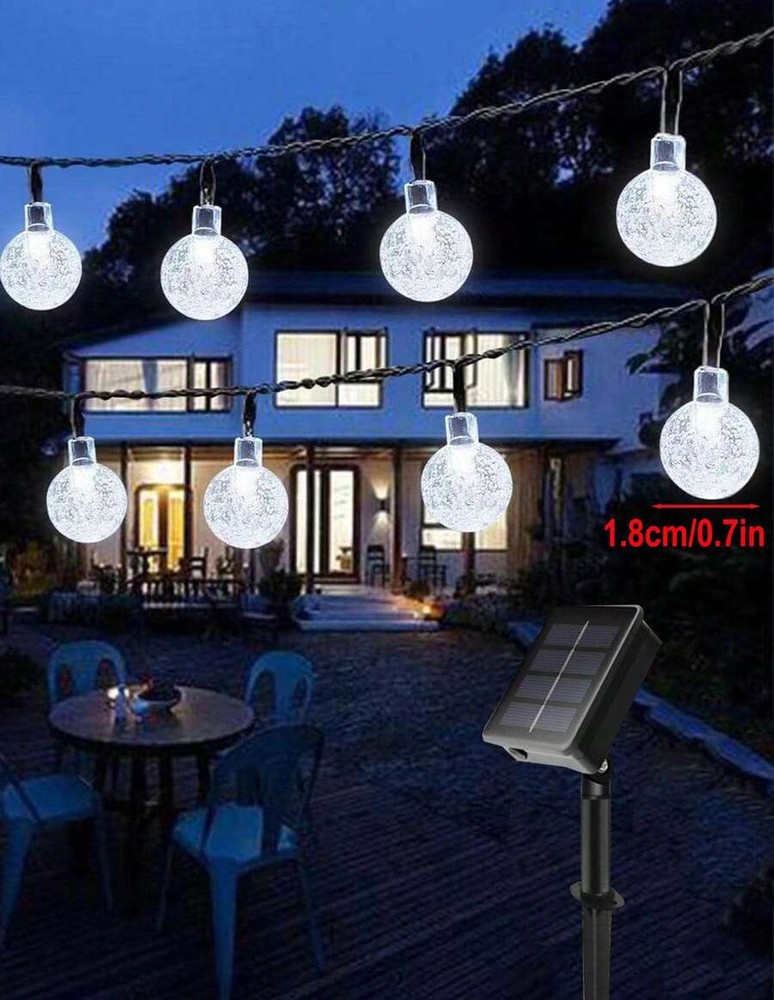 1入組20/30/50/100LED4/5/7/10M,8模式太陽能球形裝飾燈串,用於戶外庭院花園節日派對裝飾