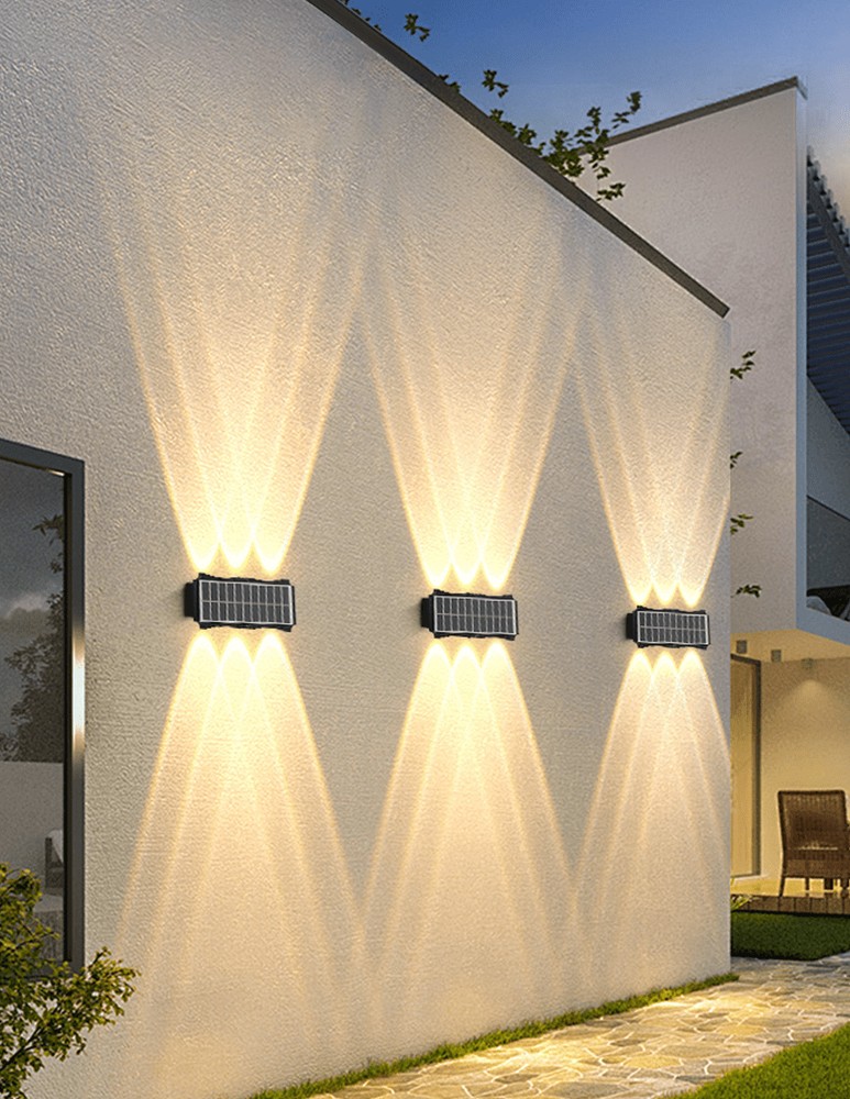CANMEIJIA 太阳能壁灯,RGB 变色 LED 灯,大尺寸防水太阳能景观照明,现代家居装饰壁灯,适用于花园/停车场/外部走廊/入口/门廊/阳台/花坛/交叉路口/外墙/内墙/屋顶