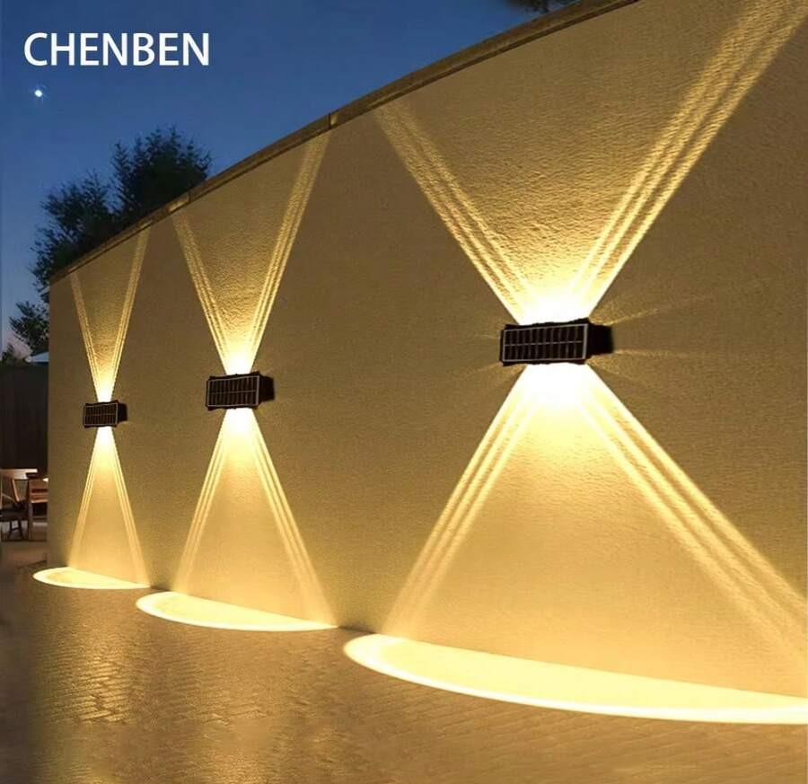 CANMEIJIA 太阳能壁灯,RGB 变色 LED 灯,大尺寸防水太阳能景观照明,现代家居装饰壁灯,适用于花园/停车场/外部走廊/入口/门廊/阳台/花坛/交叉路口/外墙/内墙/屋顶