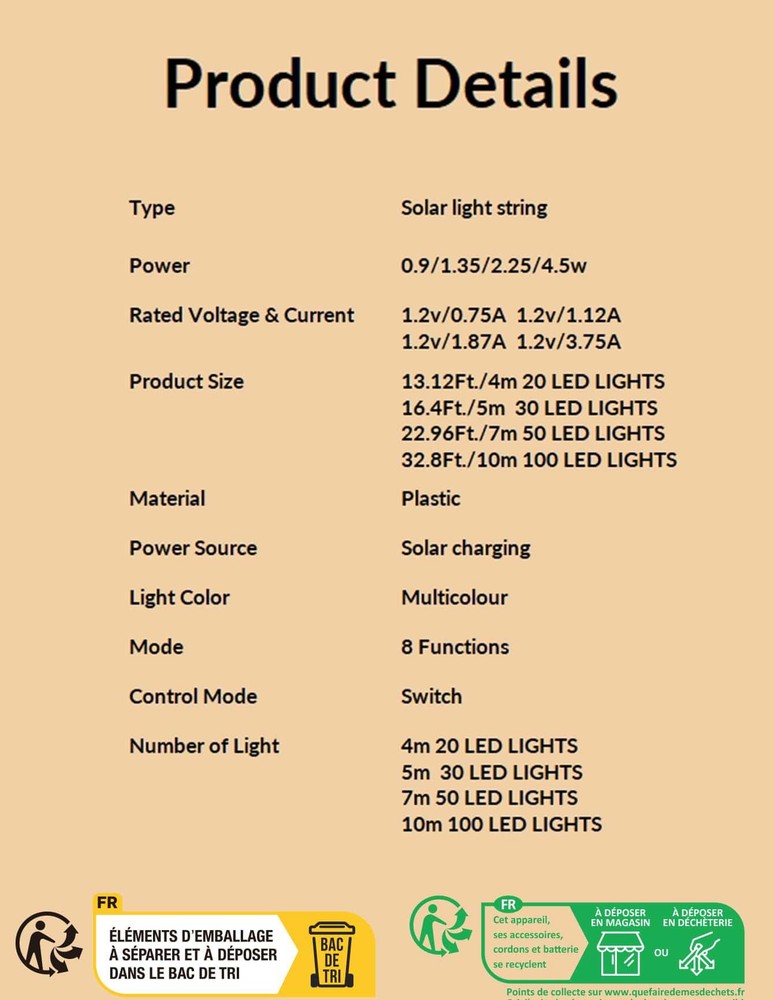 1 件 20/30/50/100Led 4/5/7/10M 8 模式太阳能球形灯泡串灯,适用于户外庭院装饰和节日装饰花园装饰秋季装饰房屋装饰户外装饰
