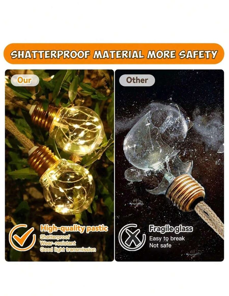 4米/10个LED或6米/16个LED太阳能复古绳彩灯串，户外花园庭院装饰灯秋季装饰家居装饰户外装饰