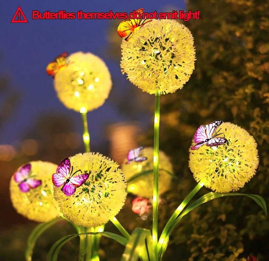 1 件装太阳能蒲公英灯,假葱草草坪花园桩灯,太阳能,防水户外花园灯,适用于庭院、露台、花园植物、节日氛围装饰