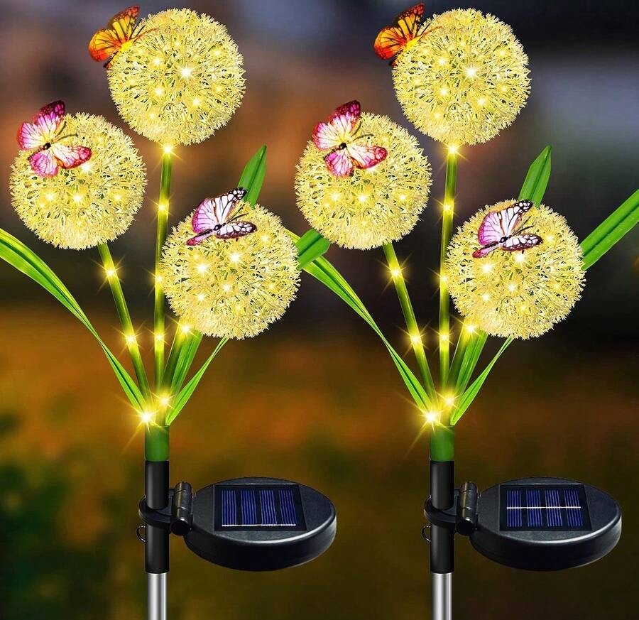 1 件装太阳能蒲公英灯,假葱草草坪花园桩灯,太阳能,防水户外花园灯,适用于庭院、露台、花园植物、节日氛围装饰